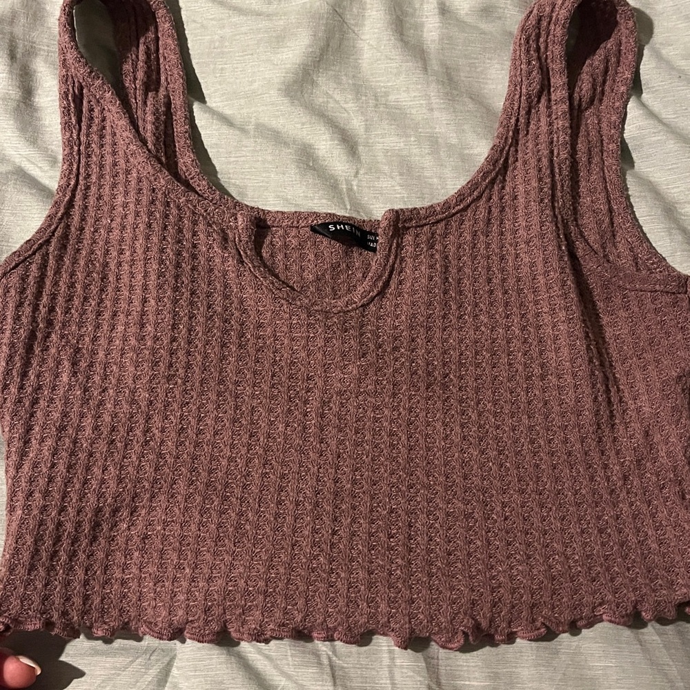 SHEIN Ribbed Crop Top - Dusty Rose